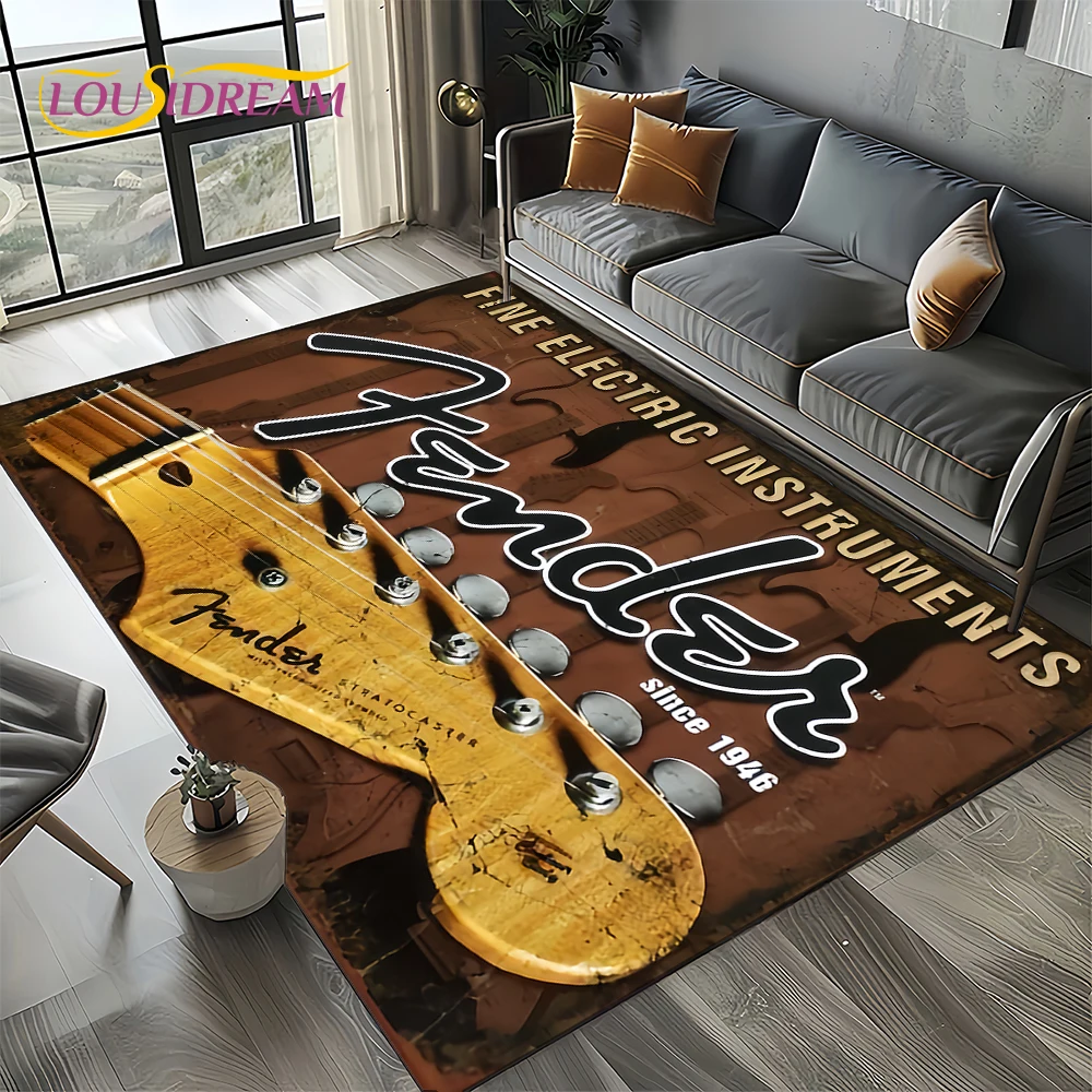 3D Printing Online Service - 27 สไตล์ใหม่ 3D Fender Retro กีตาร์เพลงพรมพรมสําหรับห้องนั่งเล่นห้องนอนโซฟาหน้าแรกตกแต่ง,